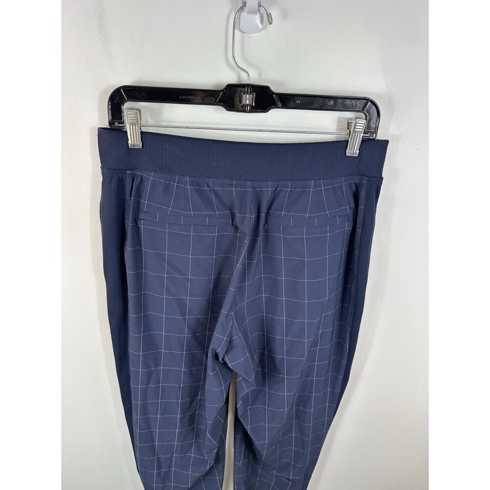 Athleta Brooklyn Textured Ankle Pant Navy Blue Windowpane Size 8 Travel Pant - Picture 13 of 14